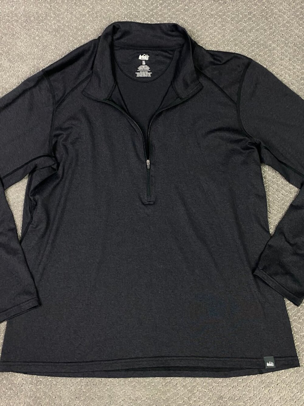 REI Lightweight Base Layer Half Zip Pullover Mens XL Charcoal Gray 1/2 1/4 Co-Op